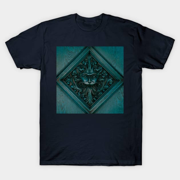 Green Man in the window T-Shirt by stevepaint